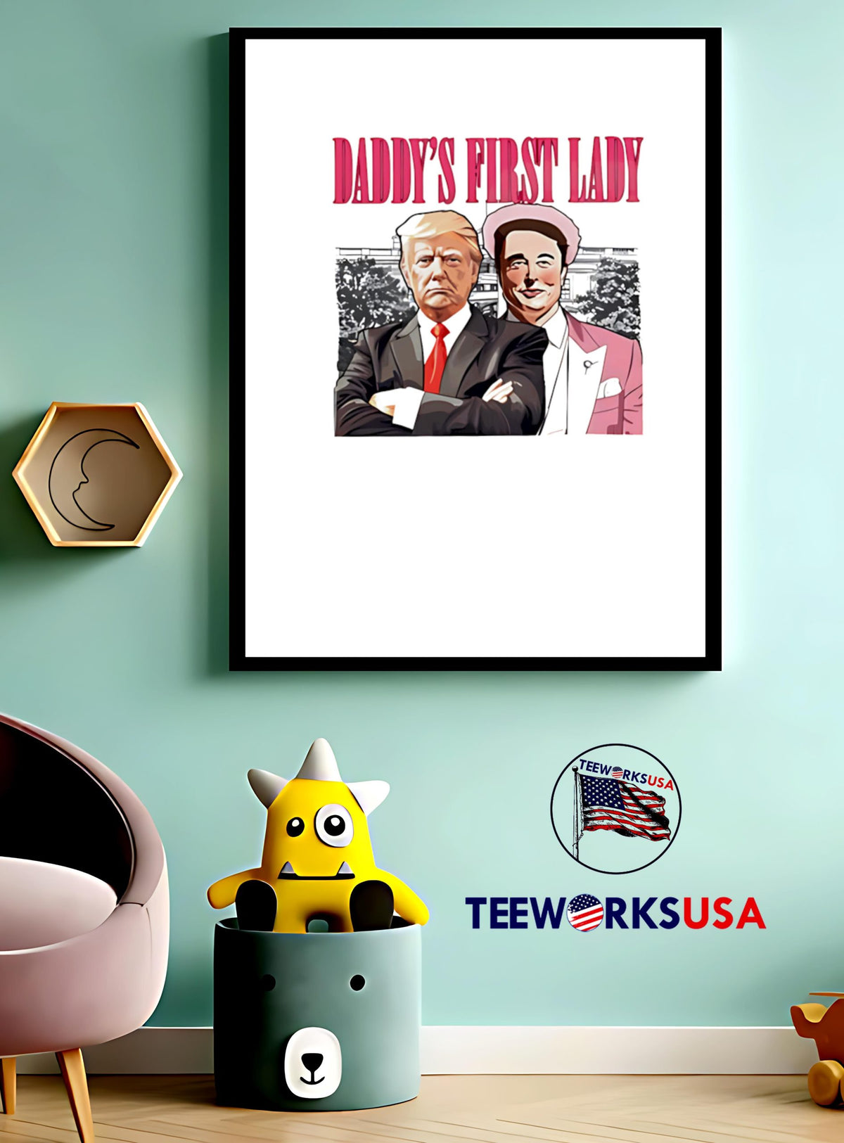 Trump And Elon Musk Daddy's First Lady - Adult & Kids T-Shirts, Sweatshirts & Hoodies apparel design preview 4