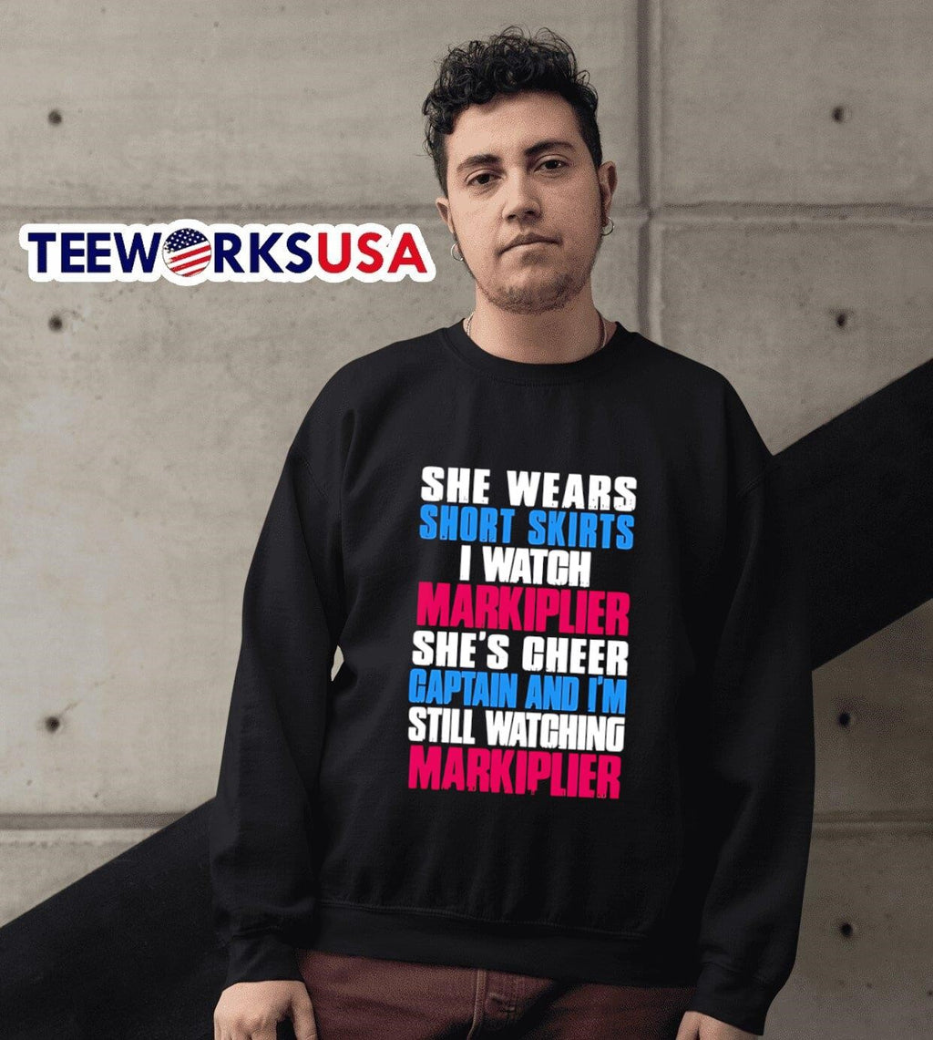 She Wears Short Skirts I Watch Markiplier She's Cheer - Adult & Kids T-Shirts, Sweatshirts & Hoodies apparel design preview 6