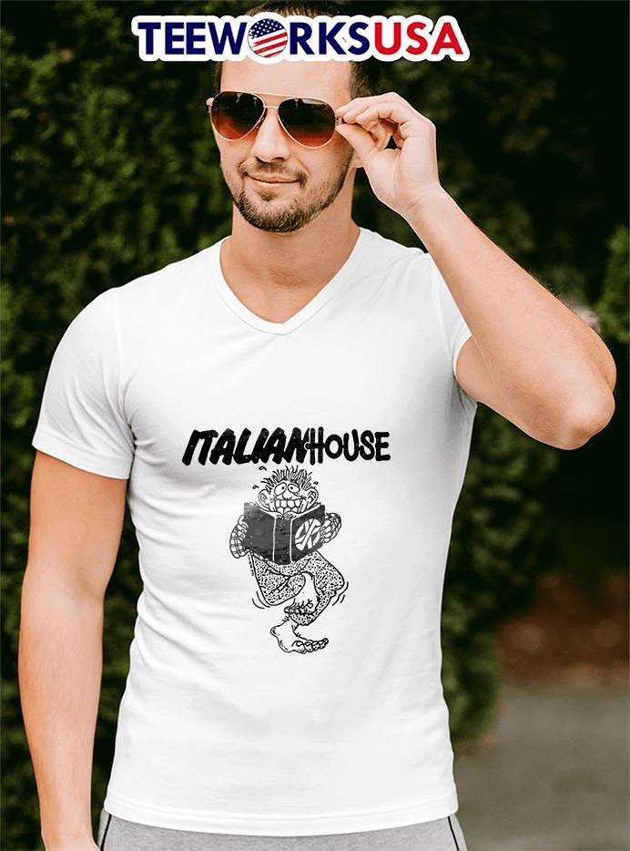 Italian House Cartoon Monster Reading Book Black and - Adult & Kids T-Shirts, Sweatshirts & Hoodies apparel design preview 4