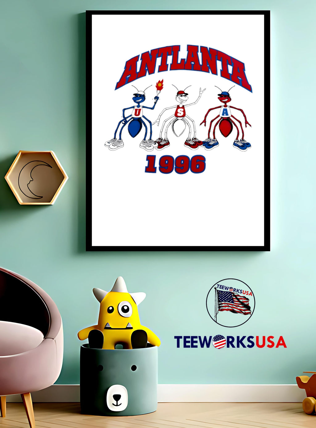 Atlanta USA 1996 ant vintage - Adult & Kids T-Shirts, Sweatshirts & Hoodies apparel design preview 3