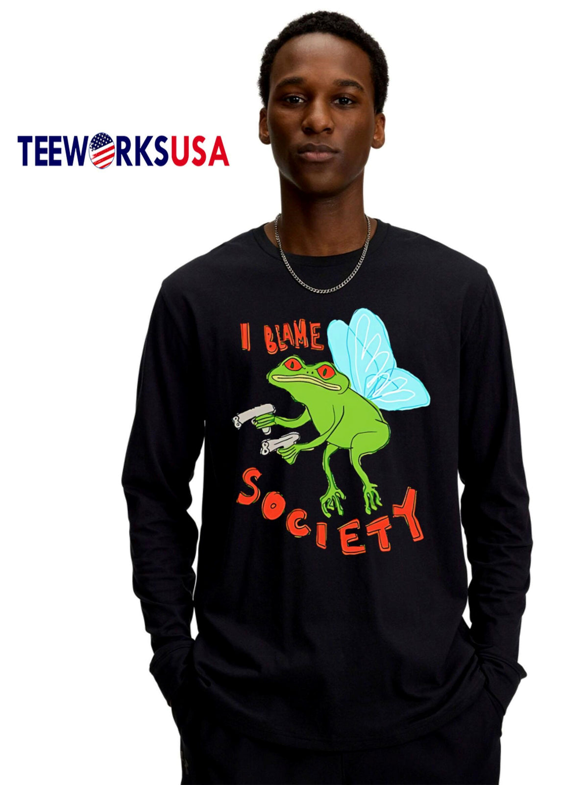 I Blame Society Frog - Adult & Kids T-Shirts, Sweatshirts & Hoodies apparel design preview 4
