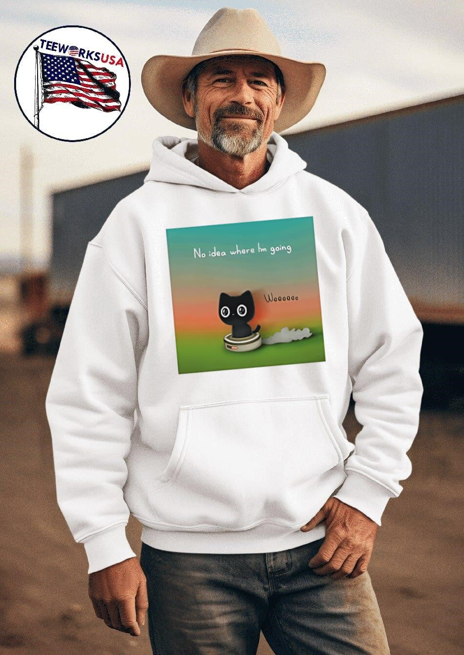 Purrinink no idea where I'm going - Adult & Kids T-Shirts, Sweatshirts & Hoodies apparel design preview 2