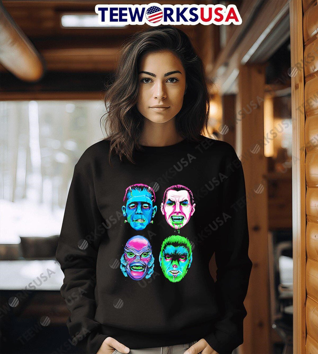 Neon Monster Masks - Adult & Kids T-Shirts, Sweatshirts & Hoodies apparel design preview 6