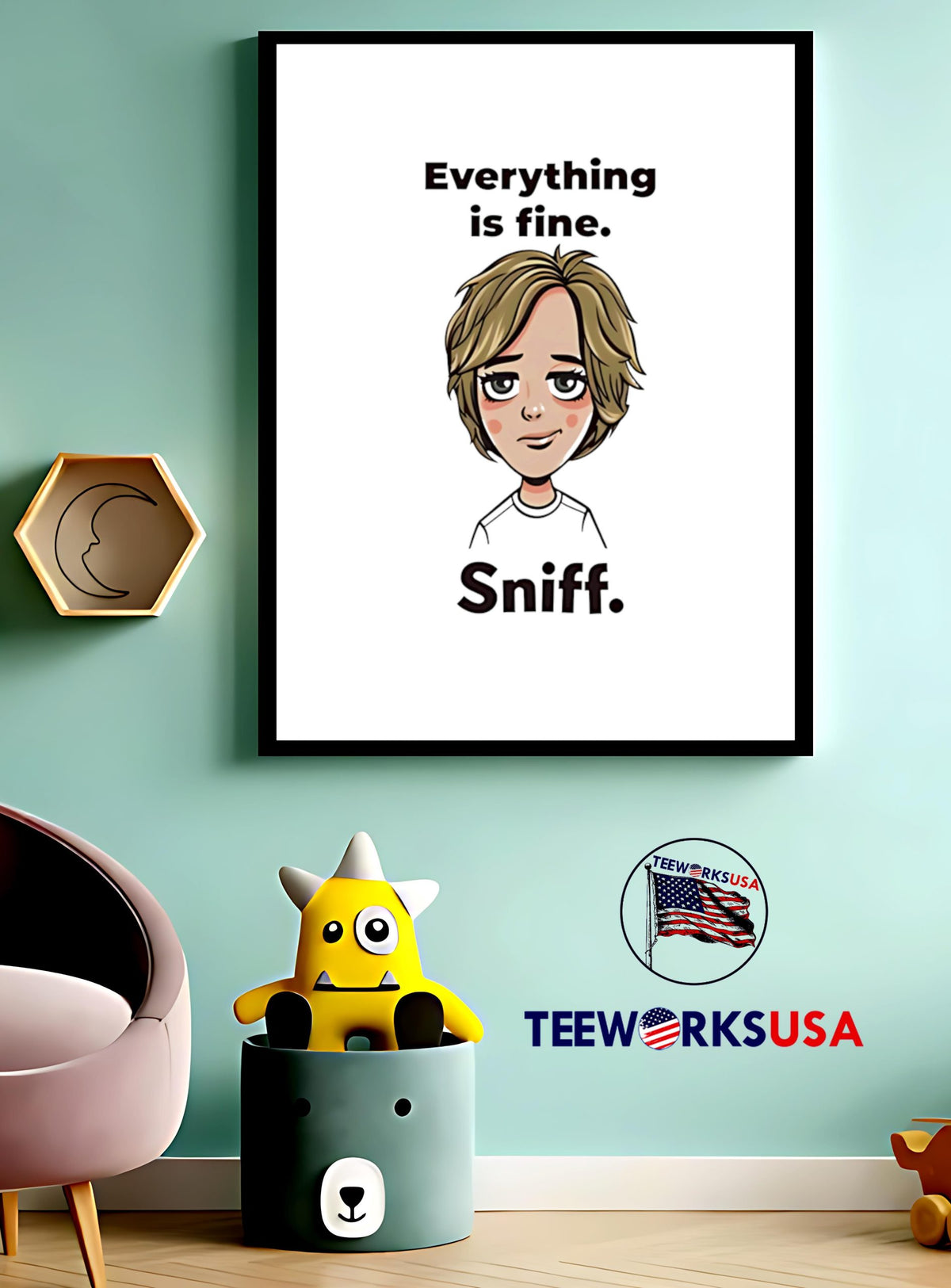 Everything Is Fine Sniff cartoon - Adult & Kids T-Shirts, Sweatshirts & Hoodies apparel design preview 3