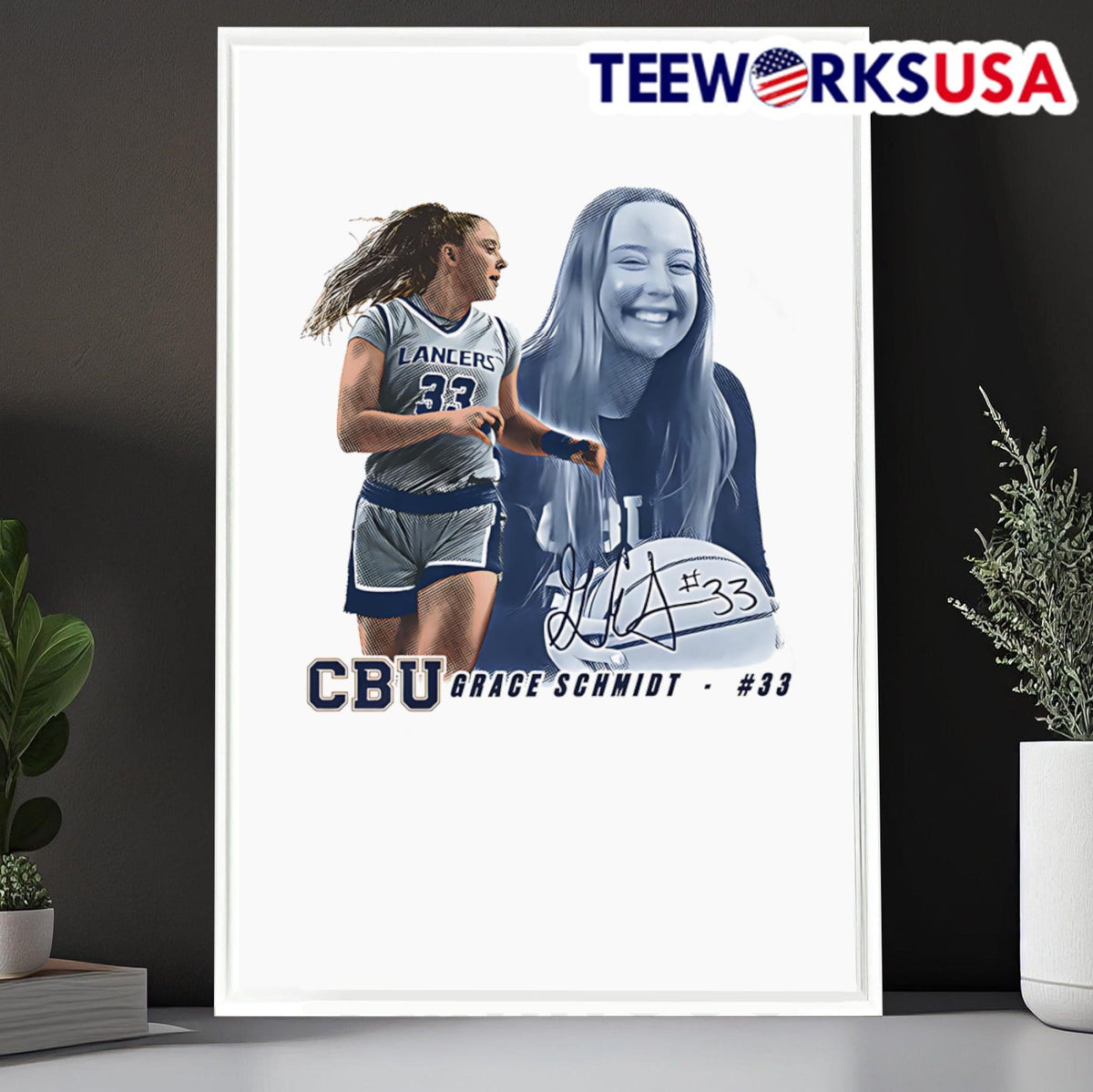 Grace Schmidt Cal Baptist portrait - Adult & Kids T-Shirts, Sweatshirts & Hoodies apparel design preview 6