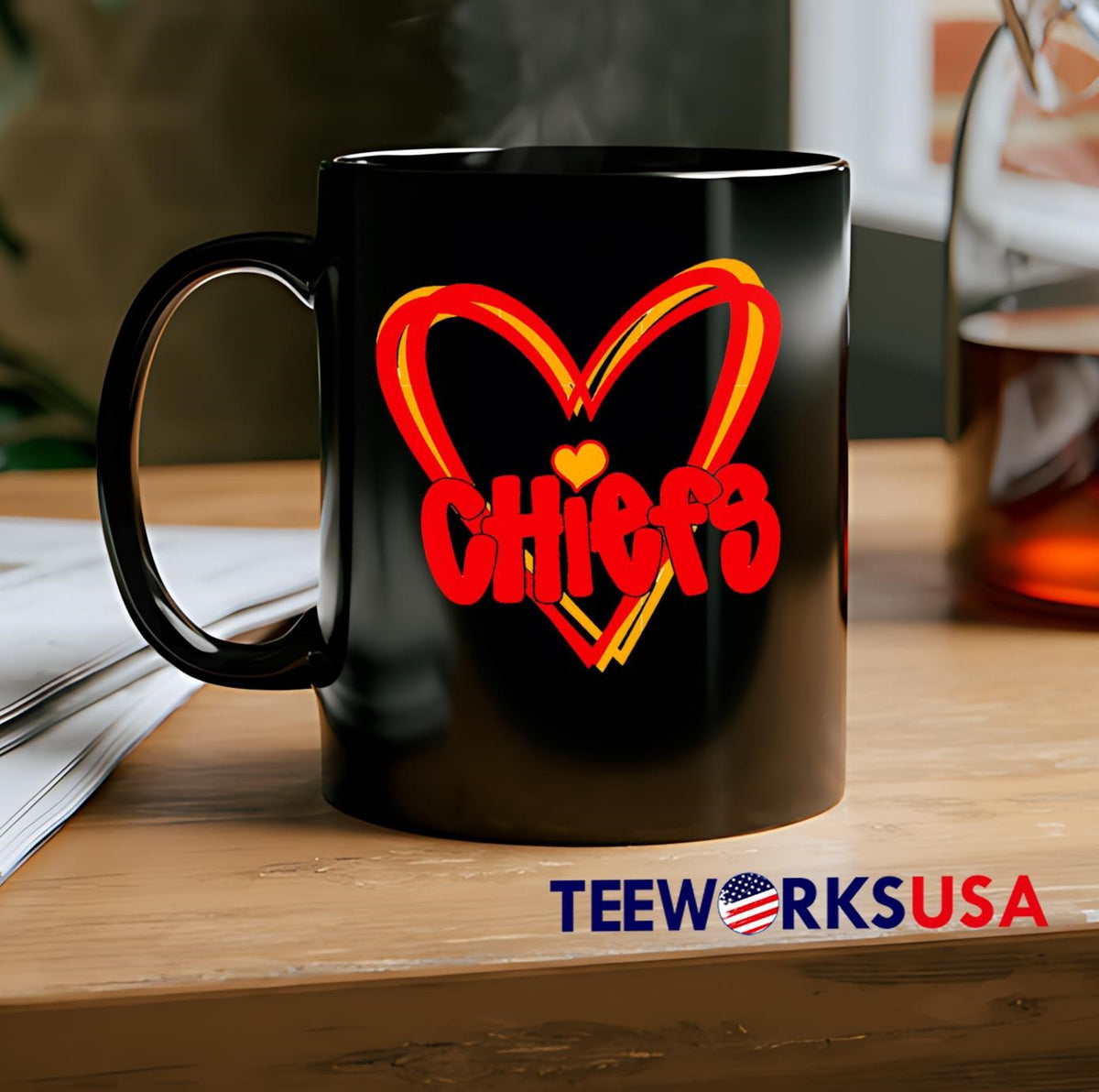Kansas City Chiefs Girl Football Heart Game Day - Adult & Kids T-Shirts, Sweatshirts & Hoodies apparel design preview 2
