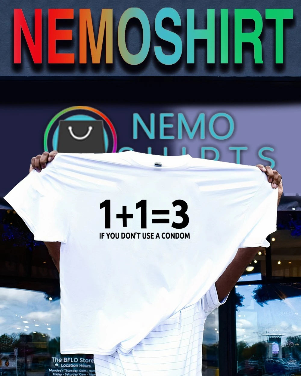 1+1=3 if you don't use a condom - Adult & Kids T-Shirts, Sweatshirts & Hoodies apparel design preview 1