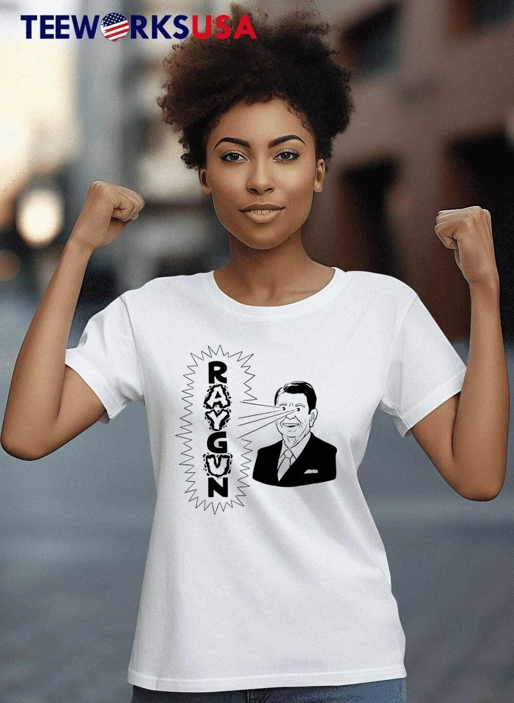 Reagan Laser Eyes Raygun - Adult & Kids T-Shirts, Sweatshirts & Hoodies apparel design preview 6