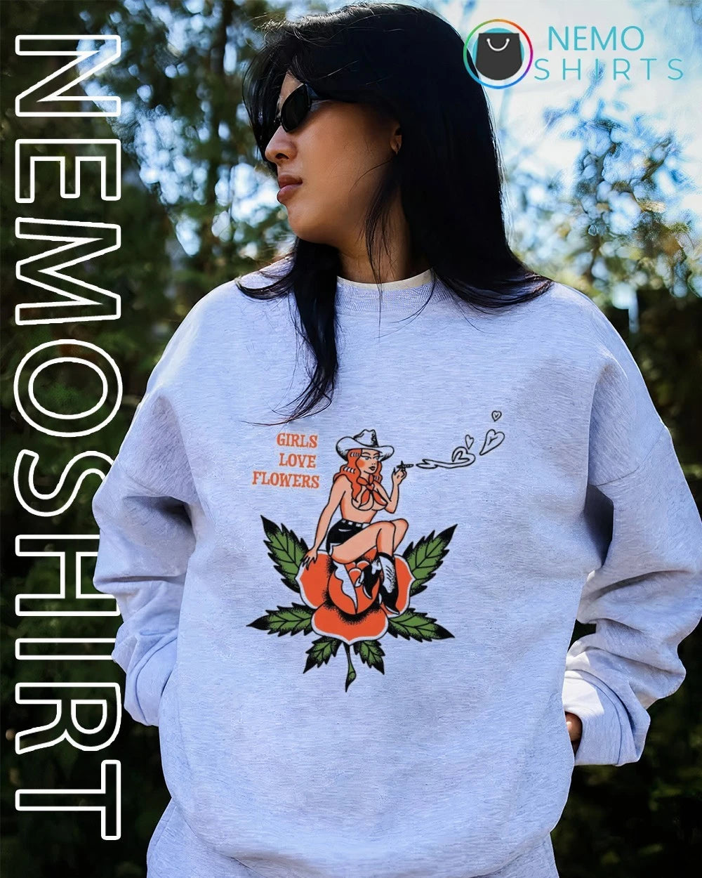 Relish Girls Love Flowers El Ray Cowgirl - Adult & Kids T-Shirts, Sweatshirts & Hoodies apparel design preview 2