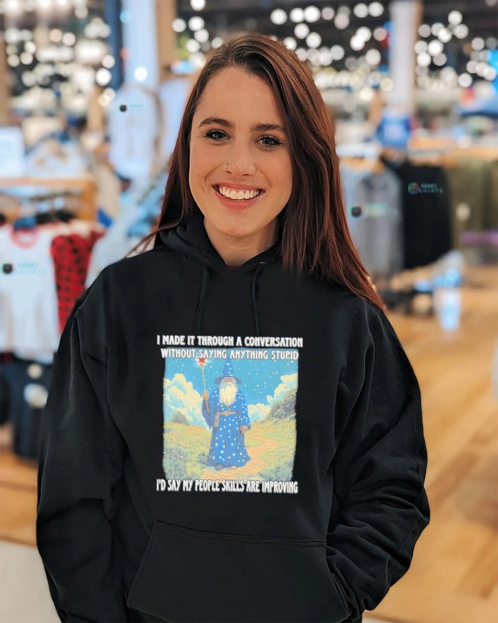 Wizard I made it through a conversation without - Adult & Kids T-Shirts, Sweatshirts & Hoodies apparel design preview 3