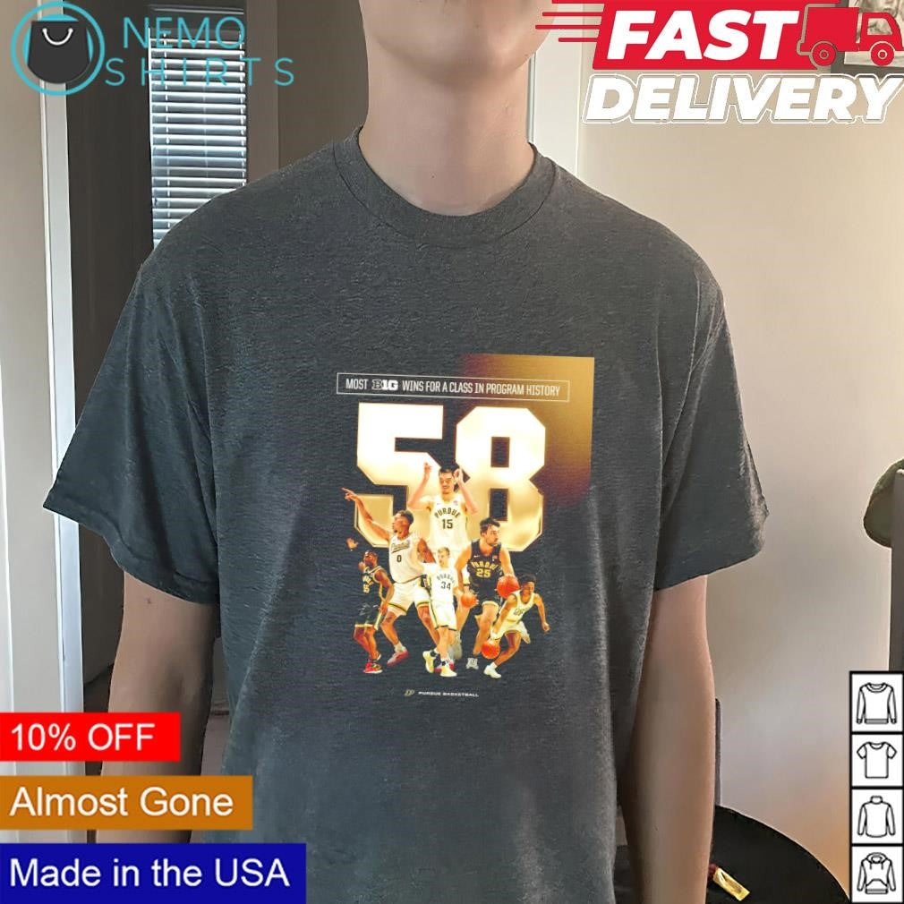 Purdue Boilermakers 58 most B1G wins for a class in - Adult & Kids T-Shirts, Sweatshirts & Hoodies apparel design preview 3