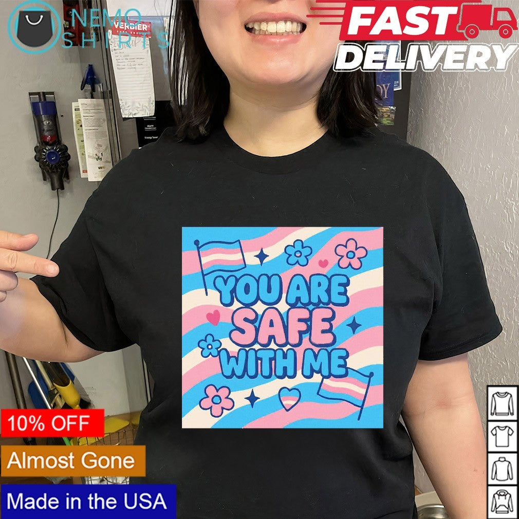 You are safe with me transgender flag - Adult & Kids T-Shirts, Sweatshirts & Hoodies apparel design preview 2