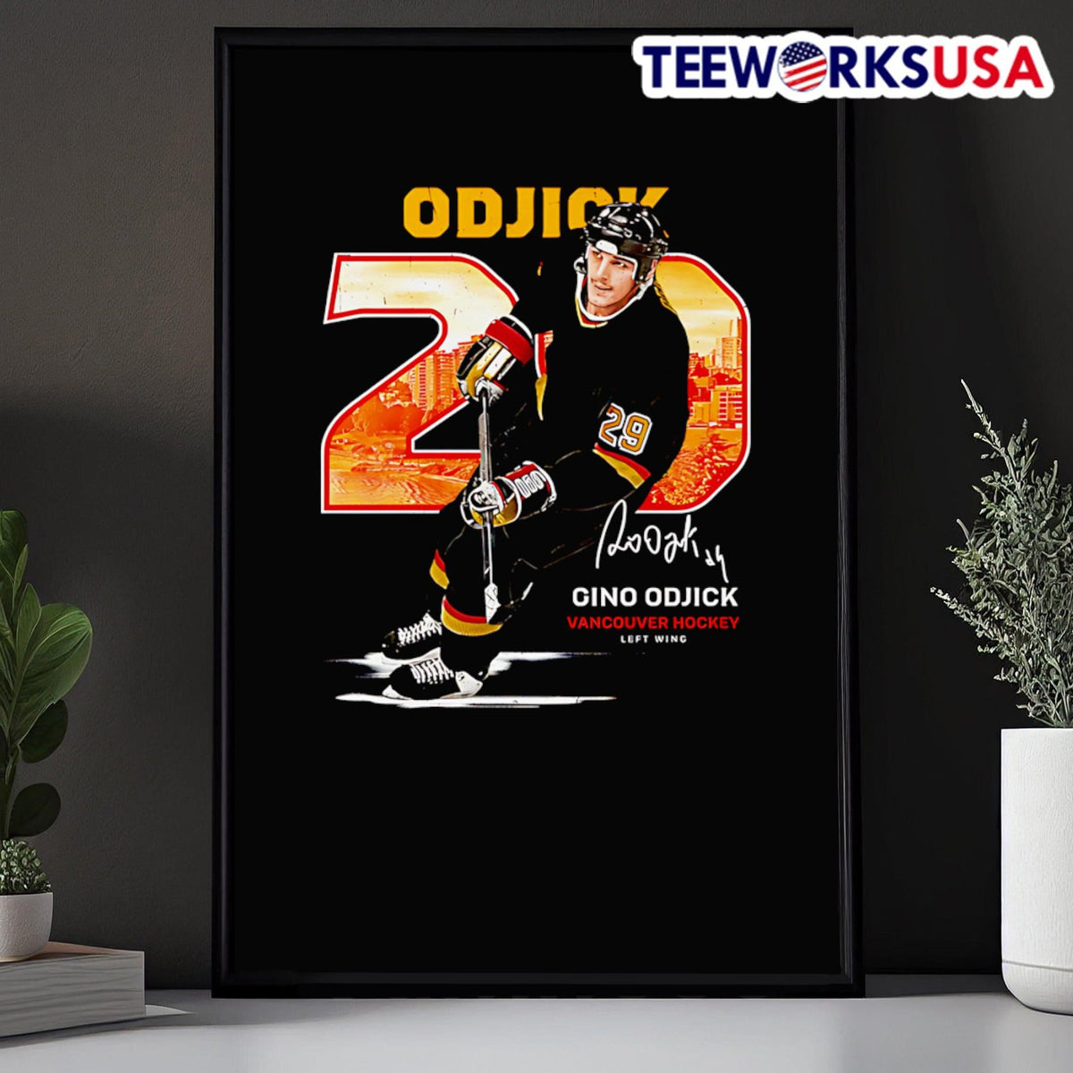 Gino Odjick Vancouver hockey throwback - Adult & Kids T-Shirts, Sweatshirts & Hoodies apparel design preview 5
