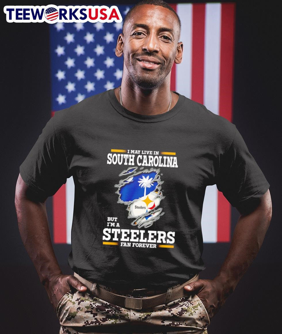 I may live in South Carolina but I'm a Steelers fan - Adult & Kids T-Shirts, Sweatshirts & Hoodies apparel design preview 1
