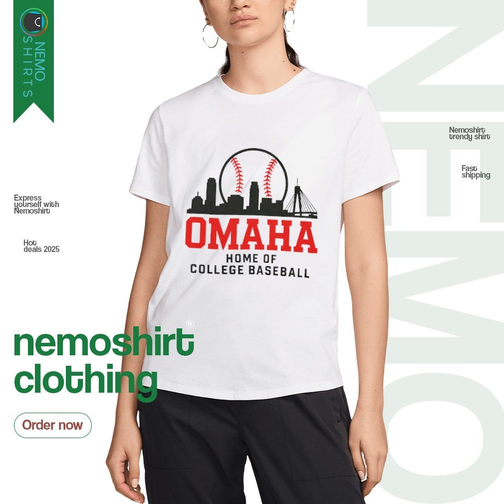 Omaha home of college baseball skyline - Adult & Kids T-Shirts, Sweatshirts & Hoodies apparel design preview 3