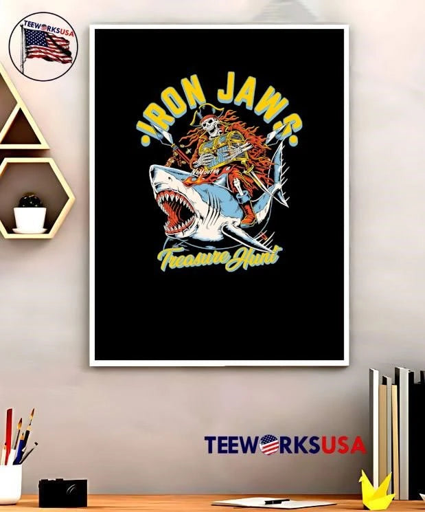 NoYouthh Skeleton Pirate Riding Shark Iron Jaws - Adult & Kids T-Shirts, Sweatshirts & Hoodies apparel design preview 5
