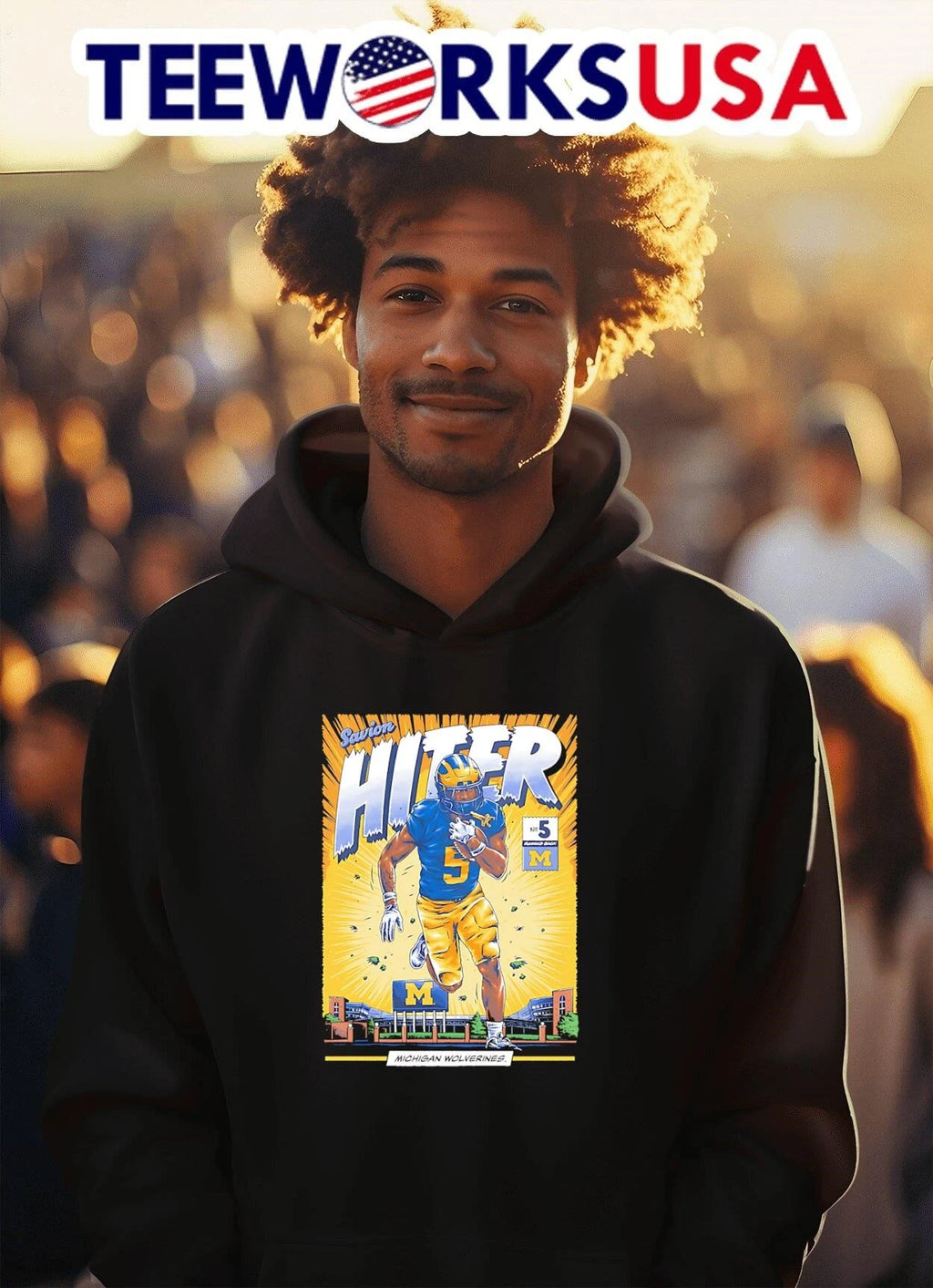 Michigan Wolverines #5 Savion Hiter - Adult & Kids T-Shirts, Sweatshirts & Hoodies apparel design preview 2
