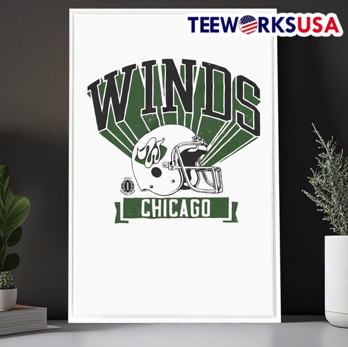 1975 Chicago Winds retro helmet - Adult & Kids T-Shirts, Sweatshirts & Hoodies apparel design preview 6