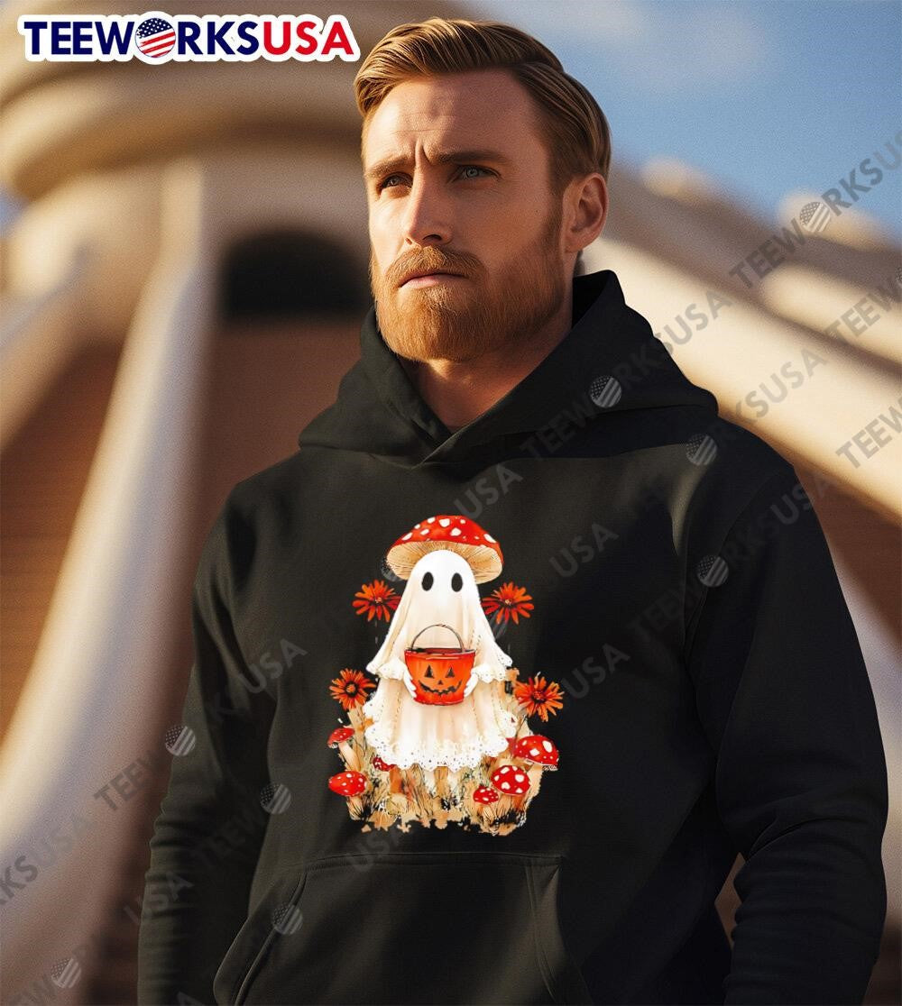 Cute Ghost Pumpkin Floral Fall Halloween - Adult & Kids T-Shirts, Sweatshirts & Hoodies apparel design preview 2