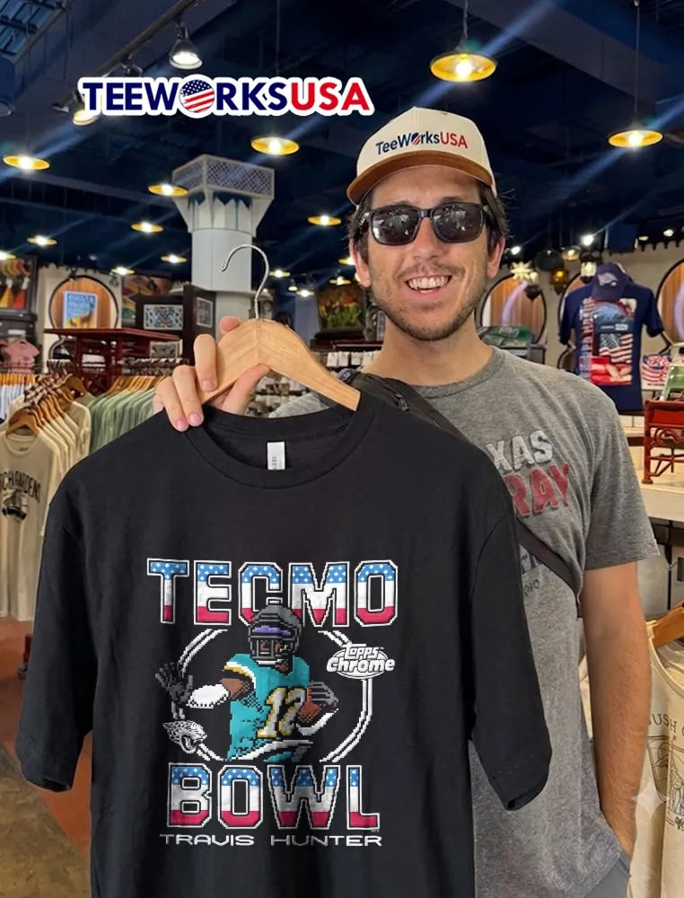 Tecmo Bowl x Topps Chrome Jaguars Travis Hunter - Adult & Kids T-Shirts, Sweatshirts & Hoodies apparel design preview 2