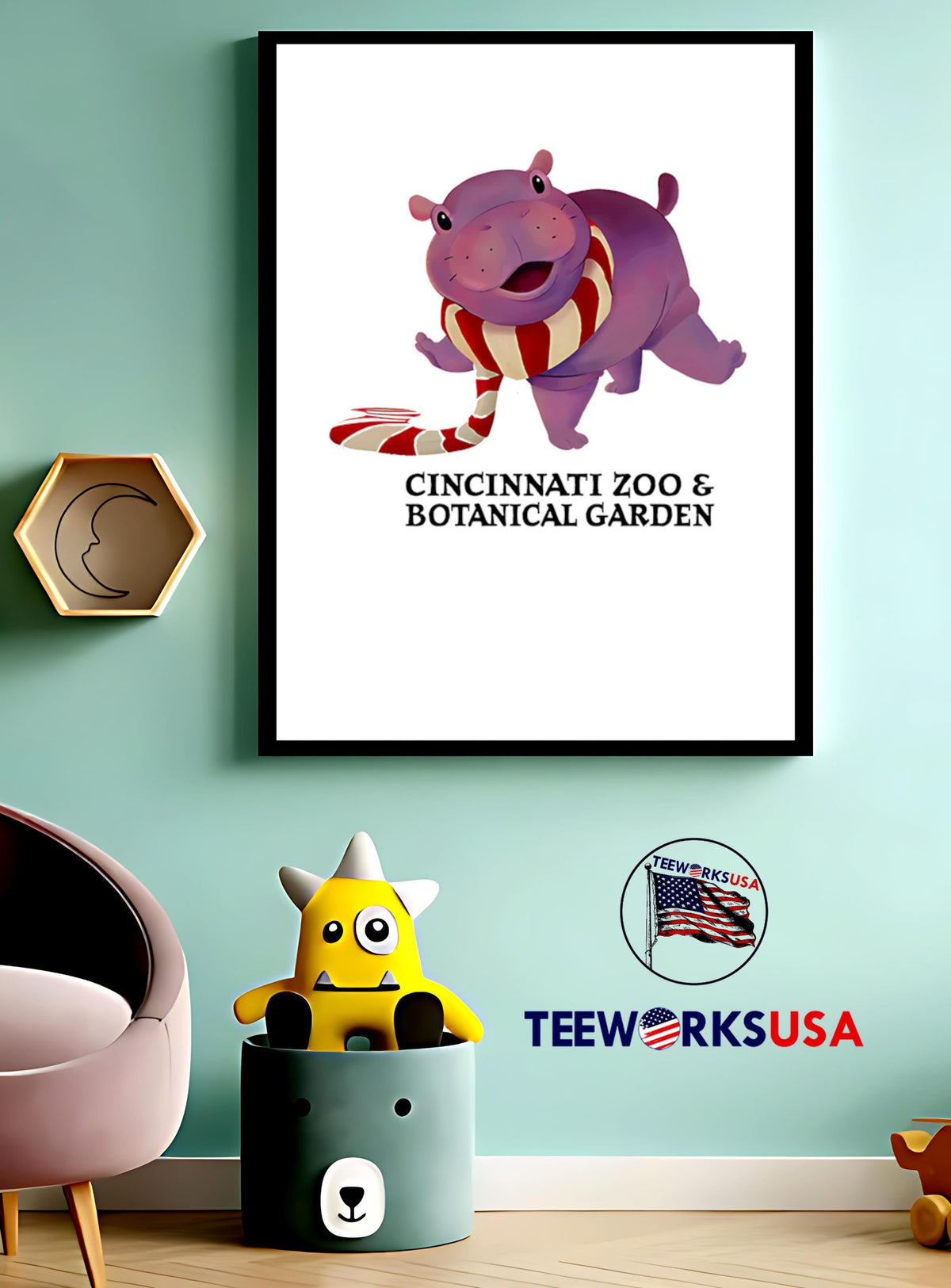 Moo Deng pink Cincinnati Zoo and Botanical Garden - Adult & Kids T-Shirts, Sweatshirts & Hoodies apparel design preview 4
