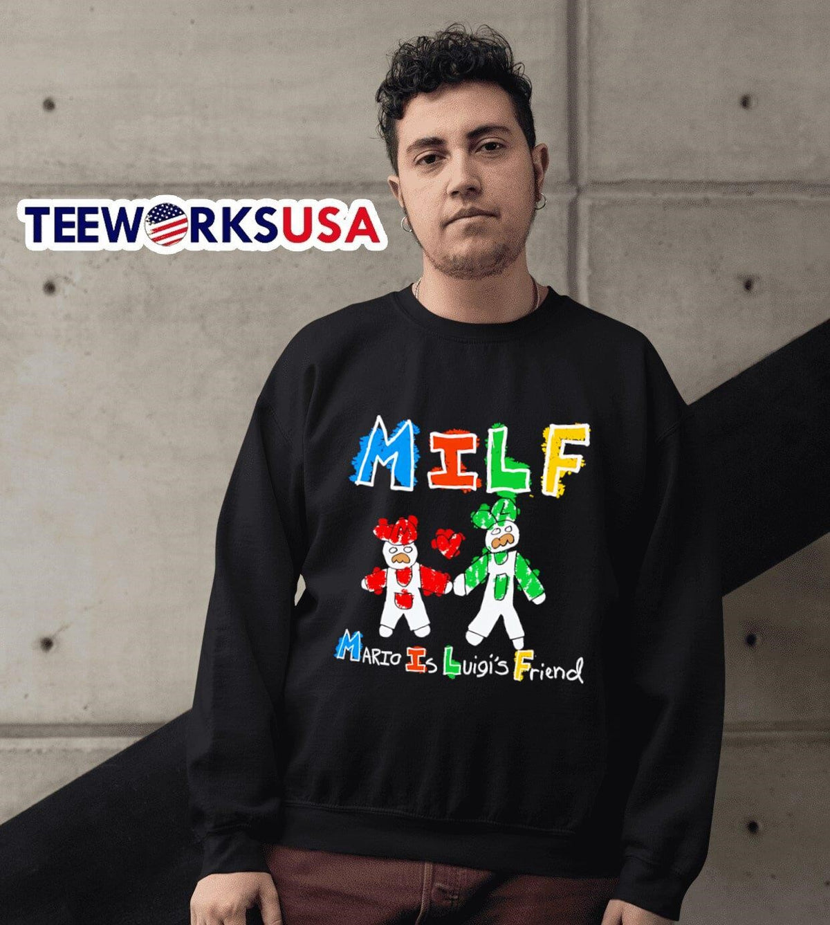 MILF Mario Is Luigi's Friend paint - Adult & Kids T-Shirts, Sweatshirts & Hoodies apparel design preview 6