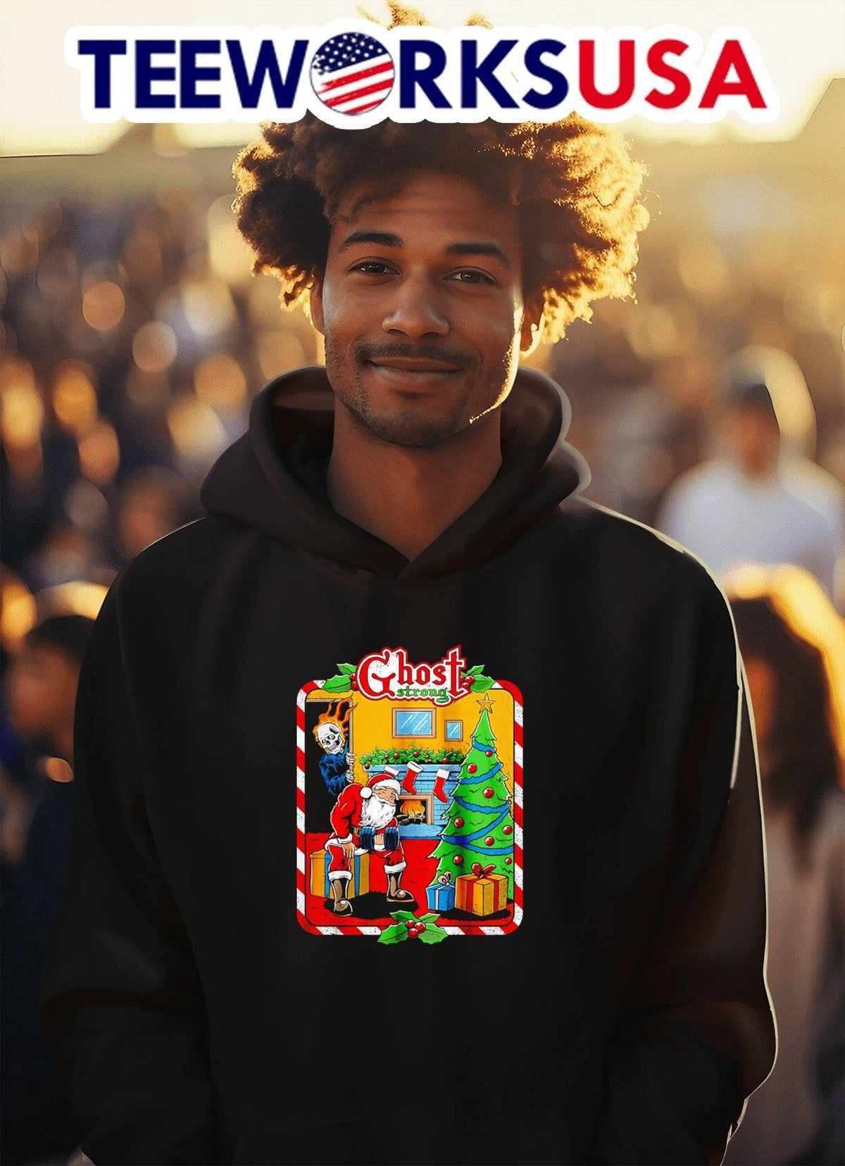 Ghost strong Santa Claus - Adult & Kids T-Shirts, Sweatshirts & Hoodies apparel design preview 2