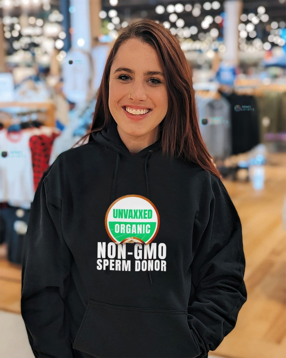 Unvaxxed organic non gmo sperm donor - Adult & Kids T-Shirts, Sweatshirts & Hoodies apparel design preview 3