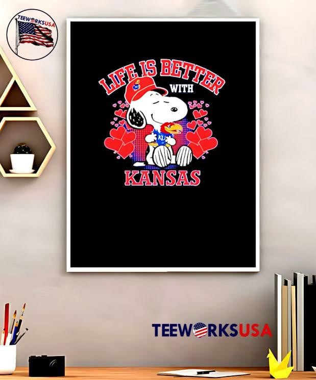 Snoopy Life Is Better With Kansas Jayhawks - Adult & Kids T-Shirts, Sweatshirts & Hoodies apparel design preview 5