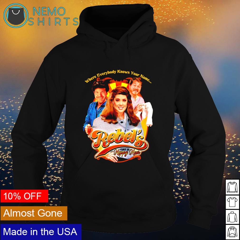 Where everybody knows your name Rebel's Happy Hour - Adult & Kids T-Shirts, Sweatshirts & Hoodies apparel design preview 2