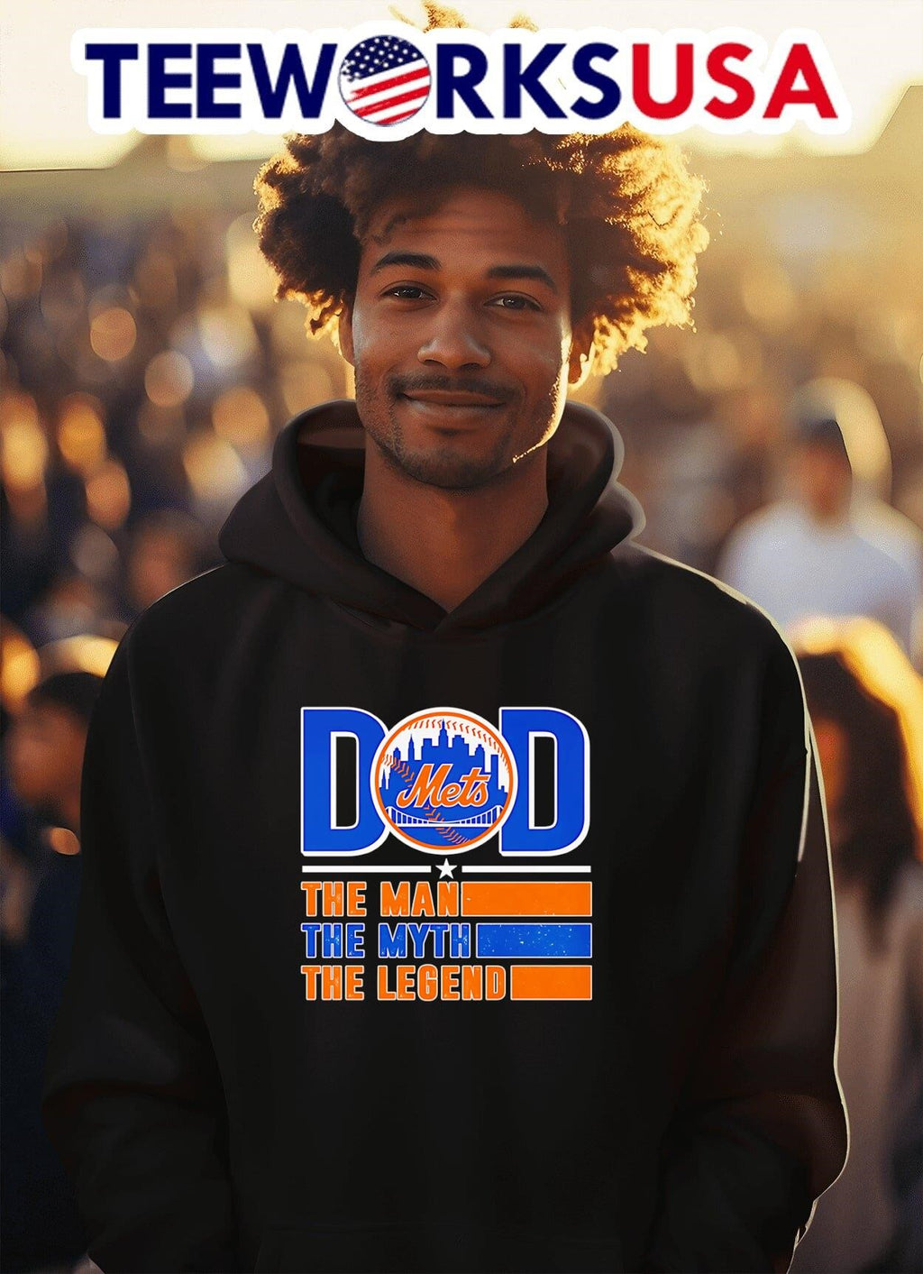 Dad the man myth Legend New York Mets - Adult & Kids T-Shirts, Sweatshirts & Hoodies apparel design preview 2