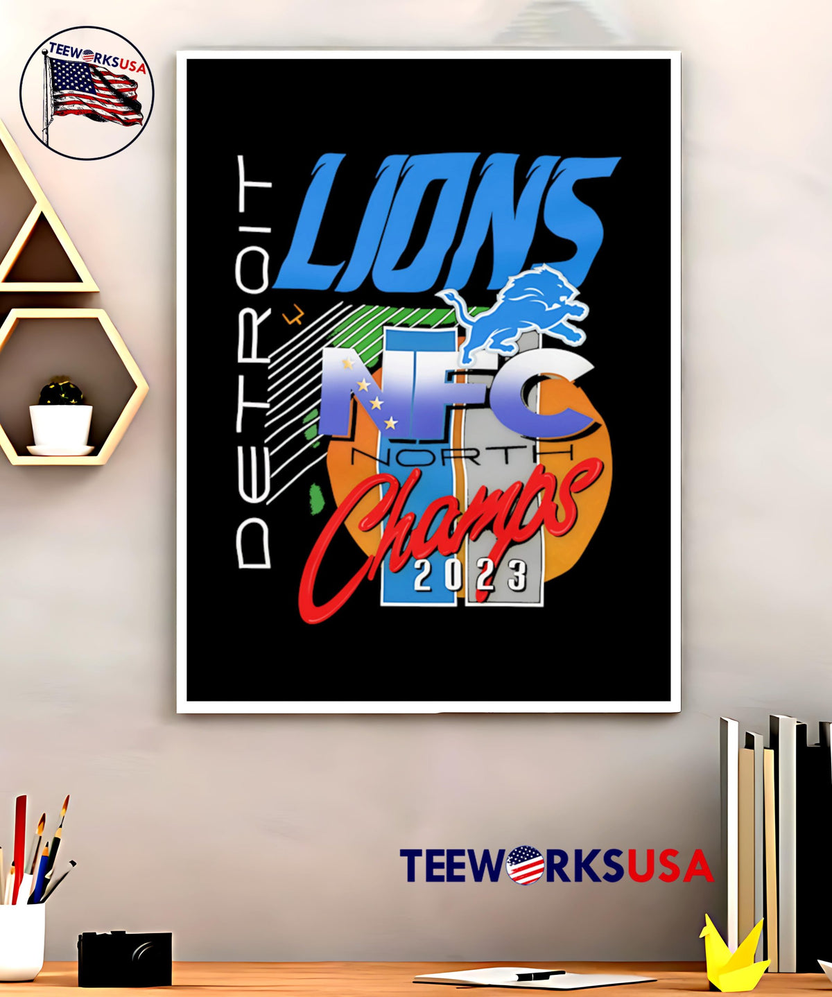 Detroit Lions NFC North Champions 2023 retro - Adult & Kids T-Shirts, Sweatshirts & Hoodies apparel design preview 5