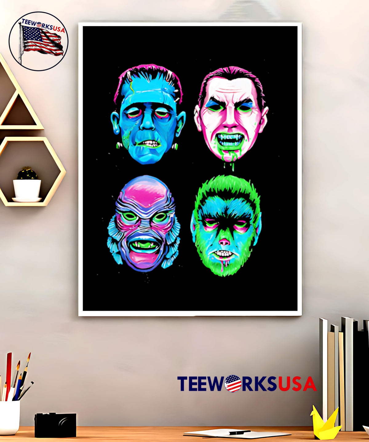 Neon Monster Masks - Adult & Kids T-Shirts, Sweatshirts & Hoodies apparel design preview 5