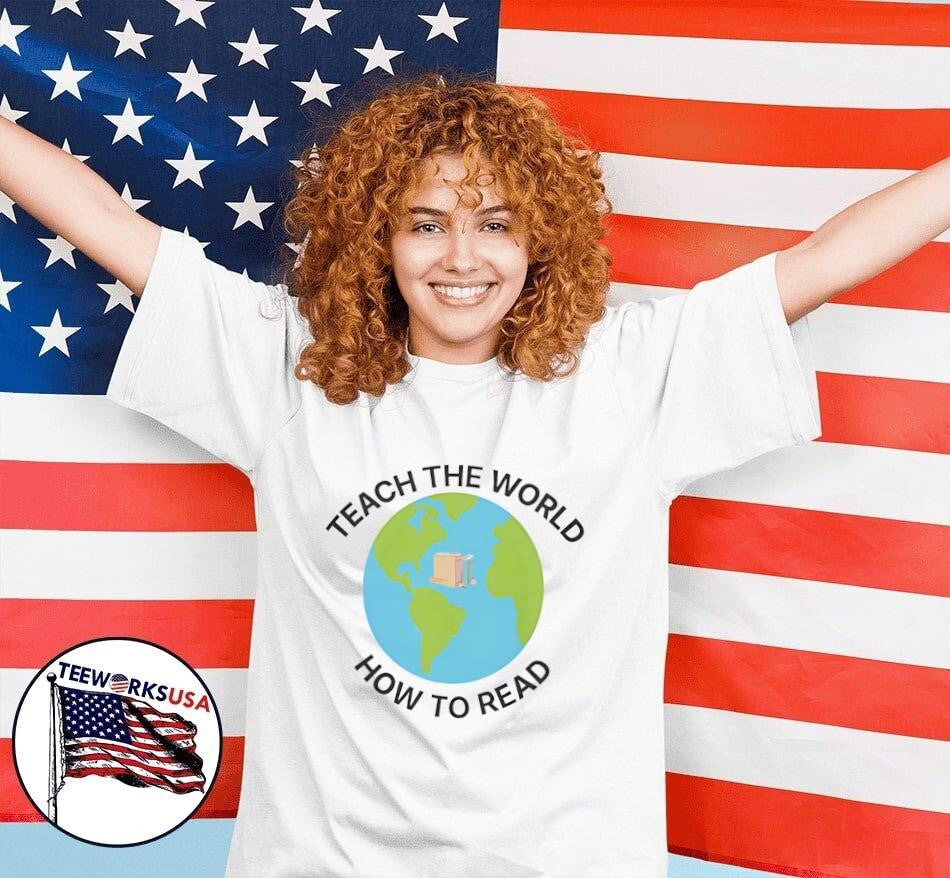 Teach the world how to read - Adult & Kids T-Shirts, Sweatshirts & Hoodies apparel design preview 7