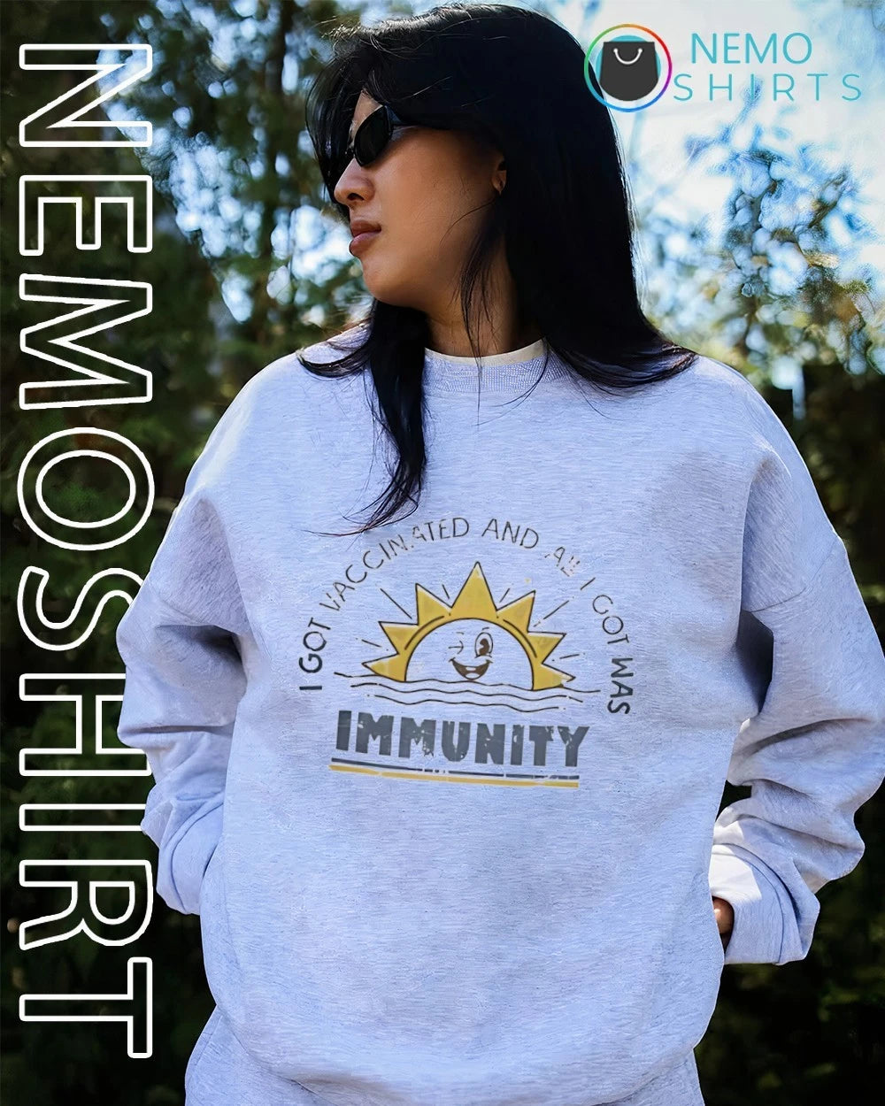 Sun I got vaccinated and all was immunity - Adult & Kids T-Shirts, Sweatshirts & Hoodies apparel design preview 4