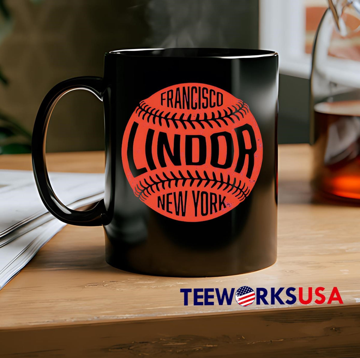 Francisco Lindor New York M Vintage Baseball - Adult & Kids T-Shirts, Sweatshirts & Hoodies apparel design preview 2