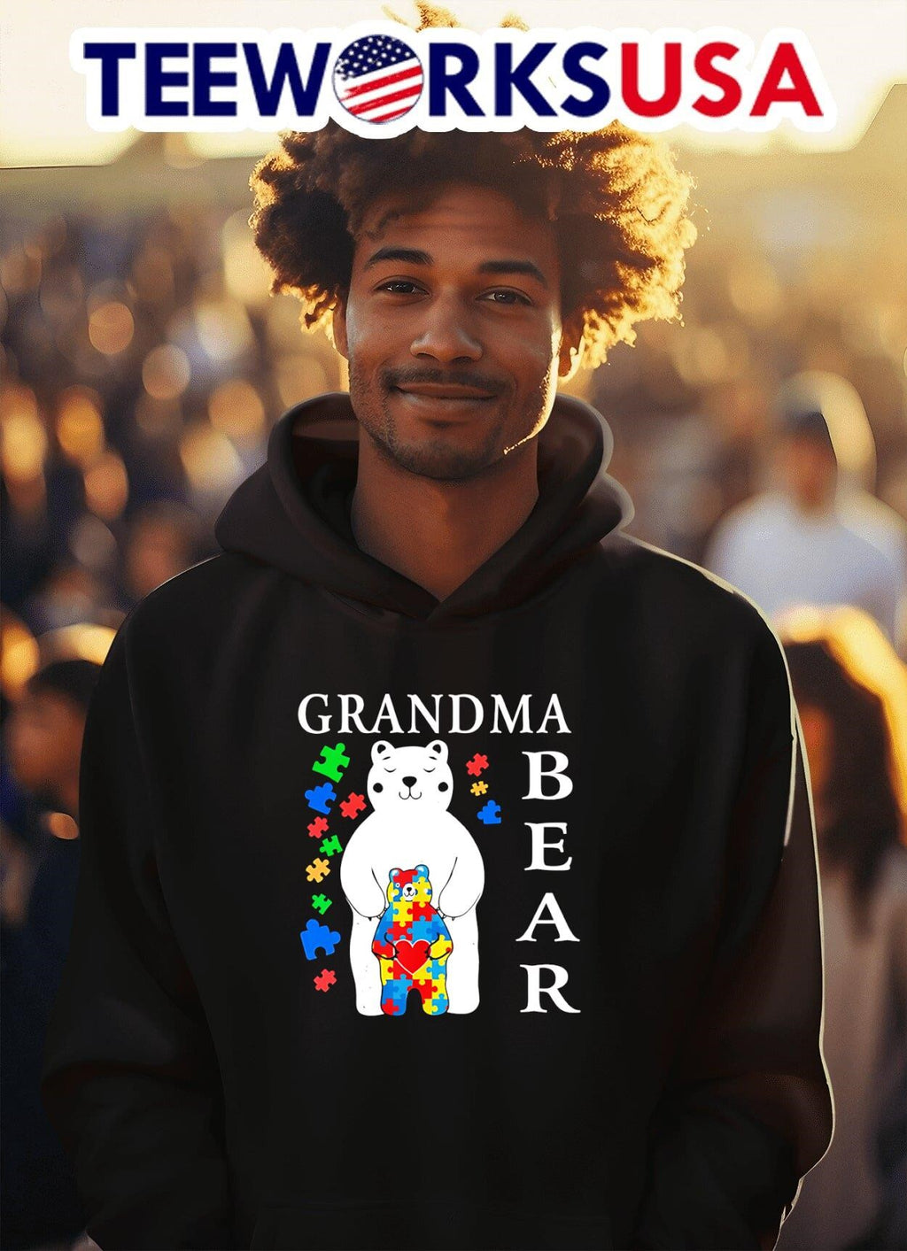 Grandma bear Autism Awareness - Adult & Kids T-Shirts, Sweatshirts & Hoodies apparel design preview 2