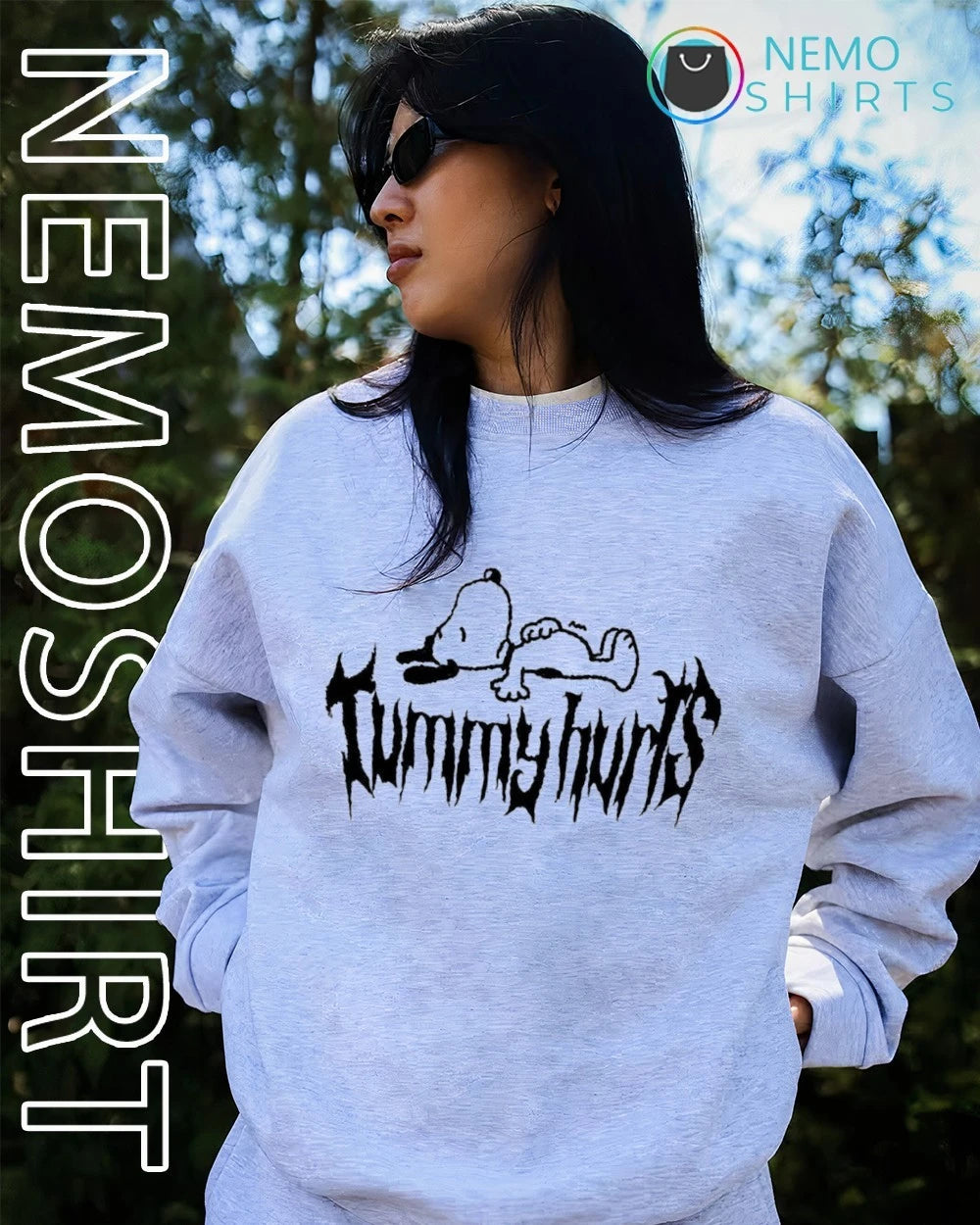 Snoopy Tummy Hurts Bootleg Style Peanuts - Adult & Kids T-Shirts, Sweatshirts & Hoodies apparel design preview 3