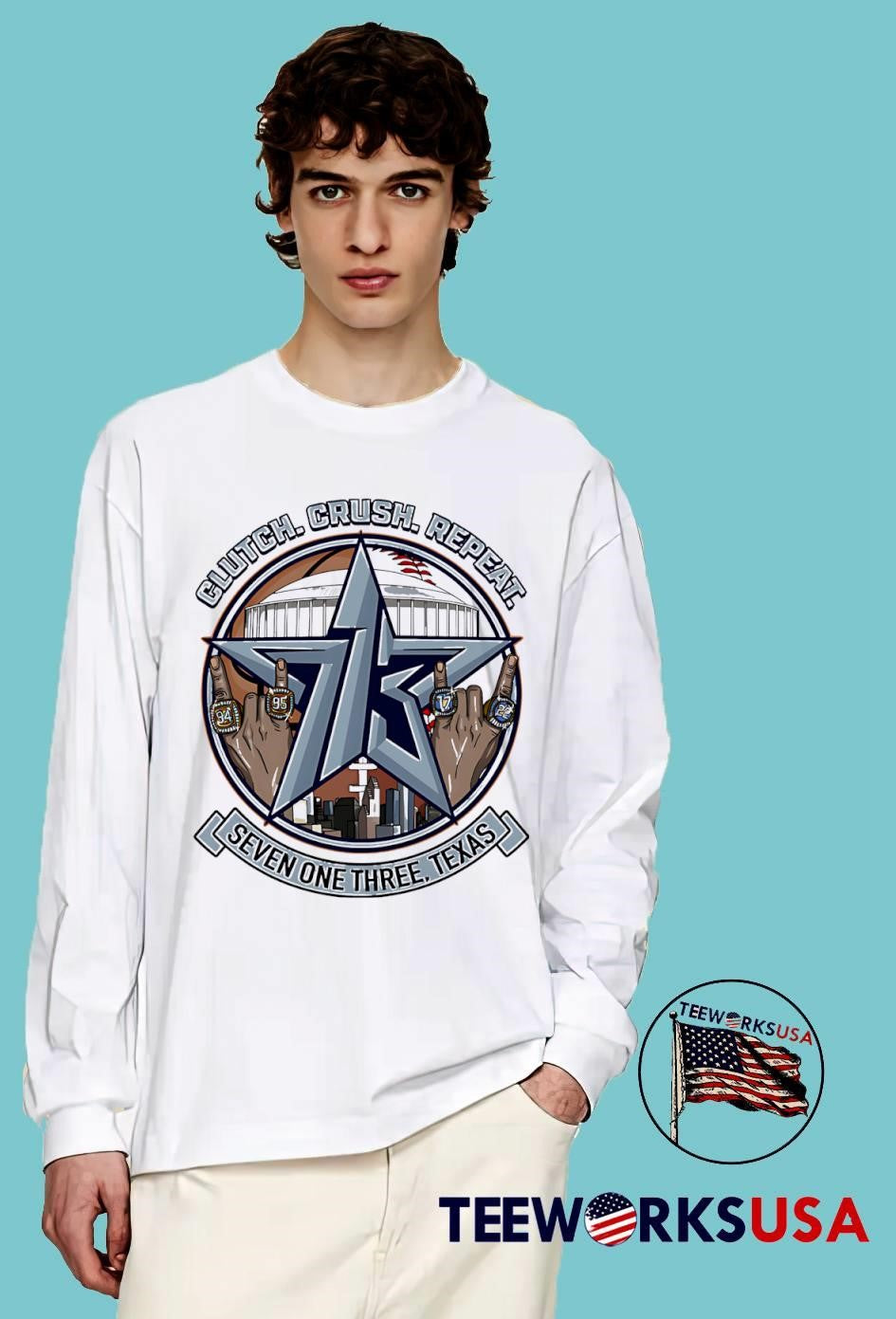 Clutch Crush Repeat Seven One Three Texas - Adult & Kids T-Shirts, Sweatshirts & Hoodies apparel design preview 4
