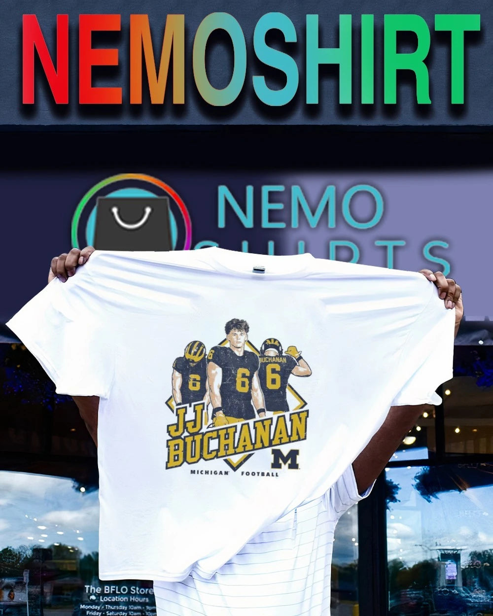 JJ Buchanan Badge Graphic Michigan Wolverines - Adult & Kids T-Shirts, Sweatshirts & Hoodies apparel design preview 1