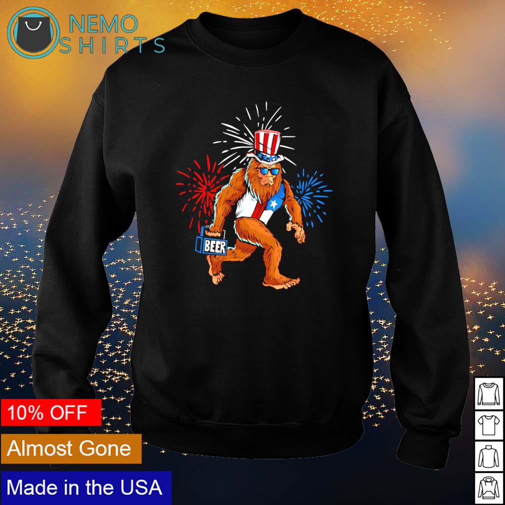 Bigfoot holding beer happy Independence day - Adult & Kids T-Shirts, Sweatshirts & Hoodies apparel design preview 4