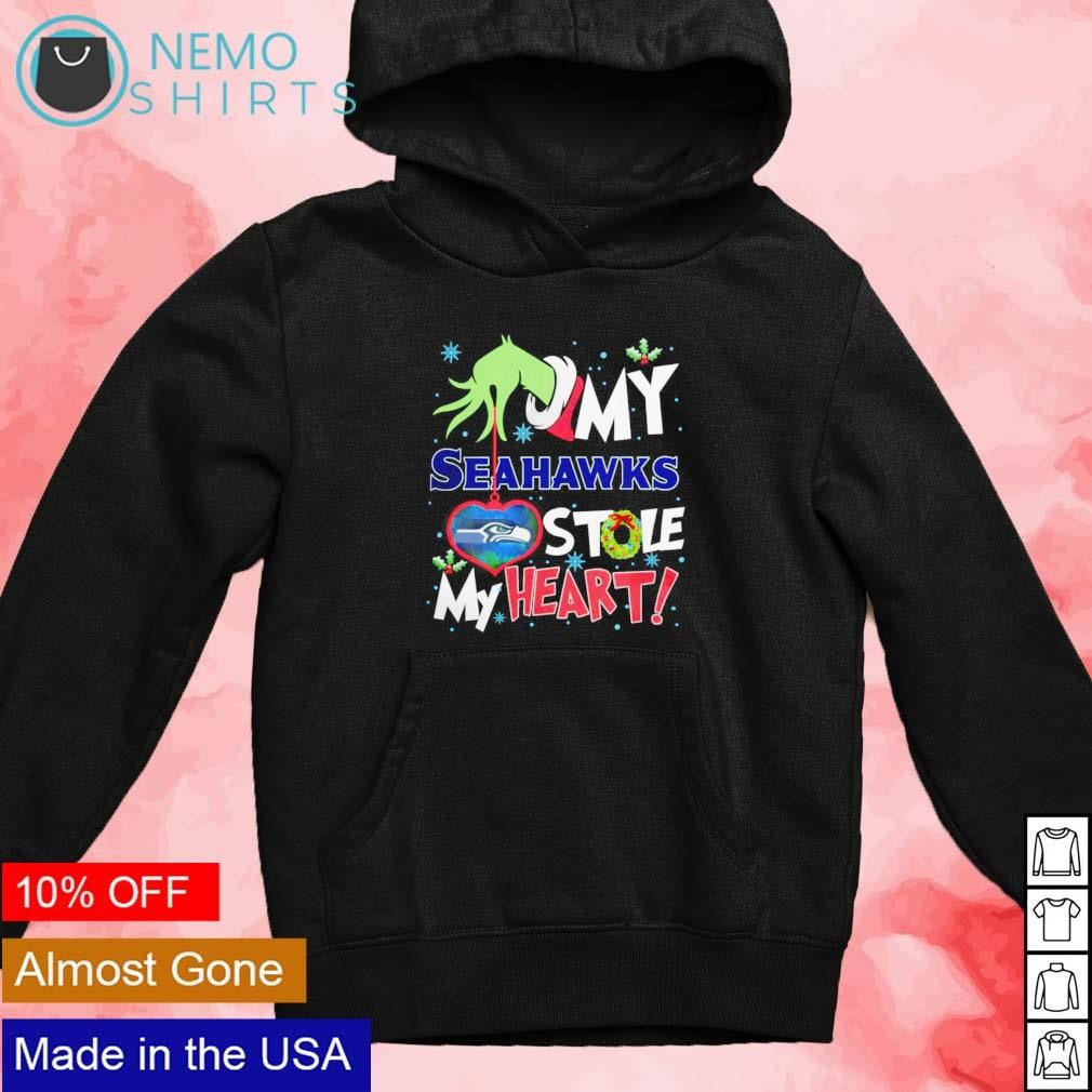 Grinch hand my Seattle Seahawks stole heart Christmas - Adult & Kids T-Shirts, Sweatshirts & Hoodies apparel design preview 4
