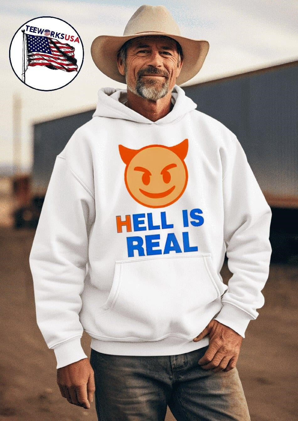 FC Cincinnati hell is real emojis - Adult & Kids T-Shirts, Sweatshirts & Hoodies apparel design preview 2
