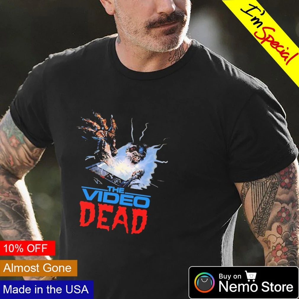 The Video Dead Horror Movie zombie cult classic - Adult & Kids T-Shirts, Sweatshirts & Hoodies apparel design preview 4