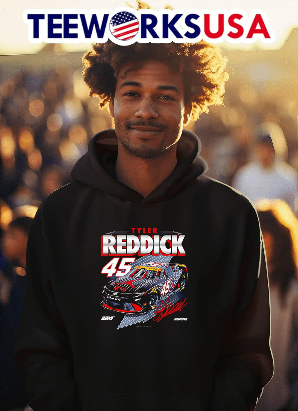 Tyler Reddick 23XI Racing car - Adult & Kids T-Shirts, Sweatshirts & Hoodies apparel design preview 2