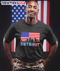 Detroit sports skyline American flag - Adult & Kids T-Shirts, Sweatshirts & Hoodies apparel design preview 1