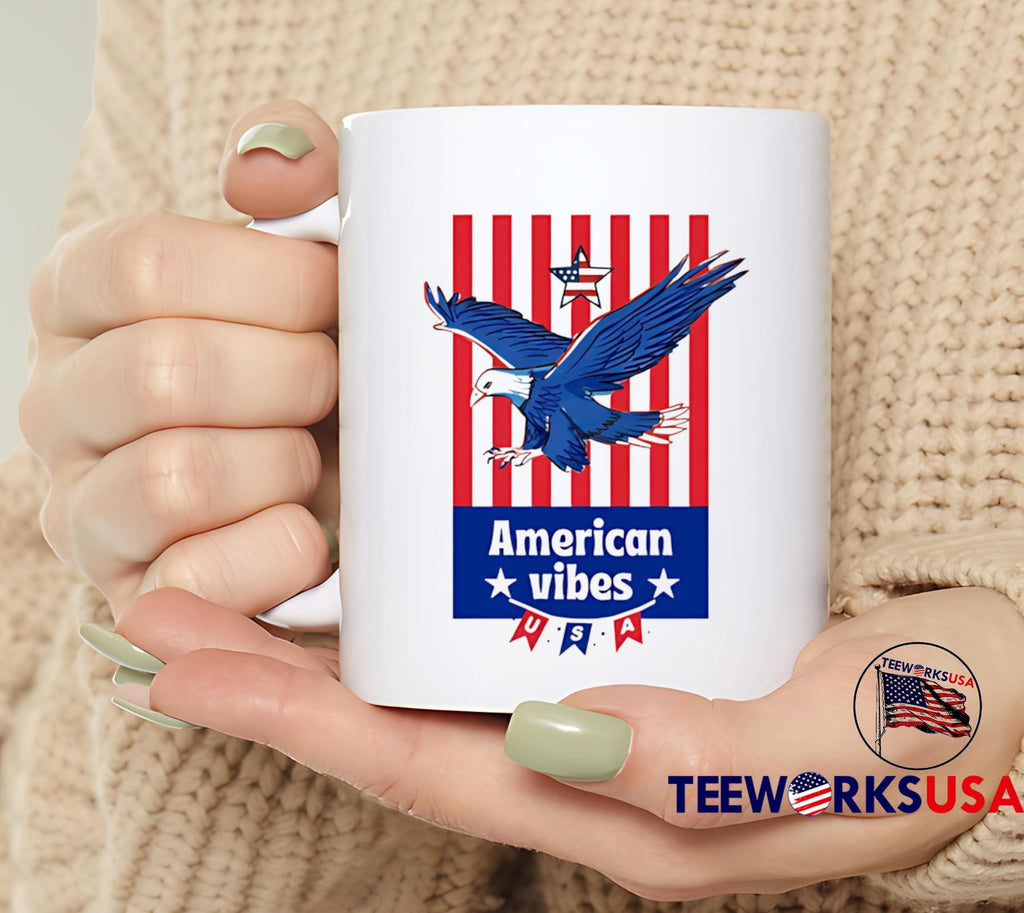 American Vibes USA Red White Blue - Adult & Kids T-Shirts, Sweatshirts & Hoodies apparel design preview 6