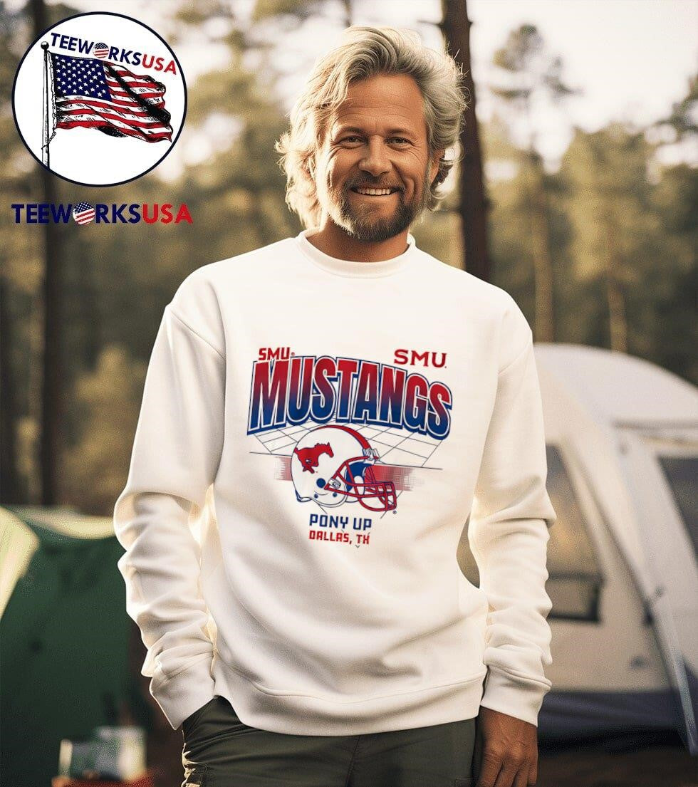 Helmet Grid SMU Mustangs Pony up - Adult & Kids T-Shirts, Sweatshirts & Hoodies apparel design preview 3