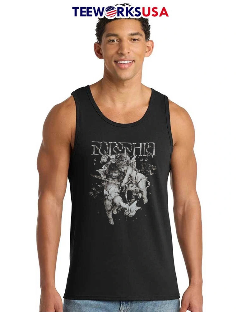Two Cherubs Holding Sword Stars - Adult & Kids T-Shirts, Sweatshirts & Hoodies apparel design preview 6