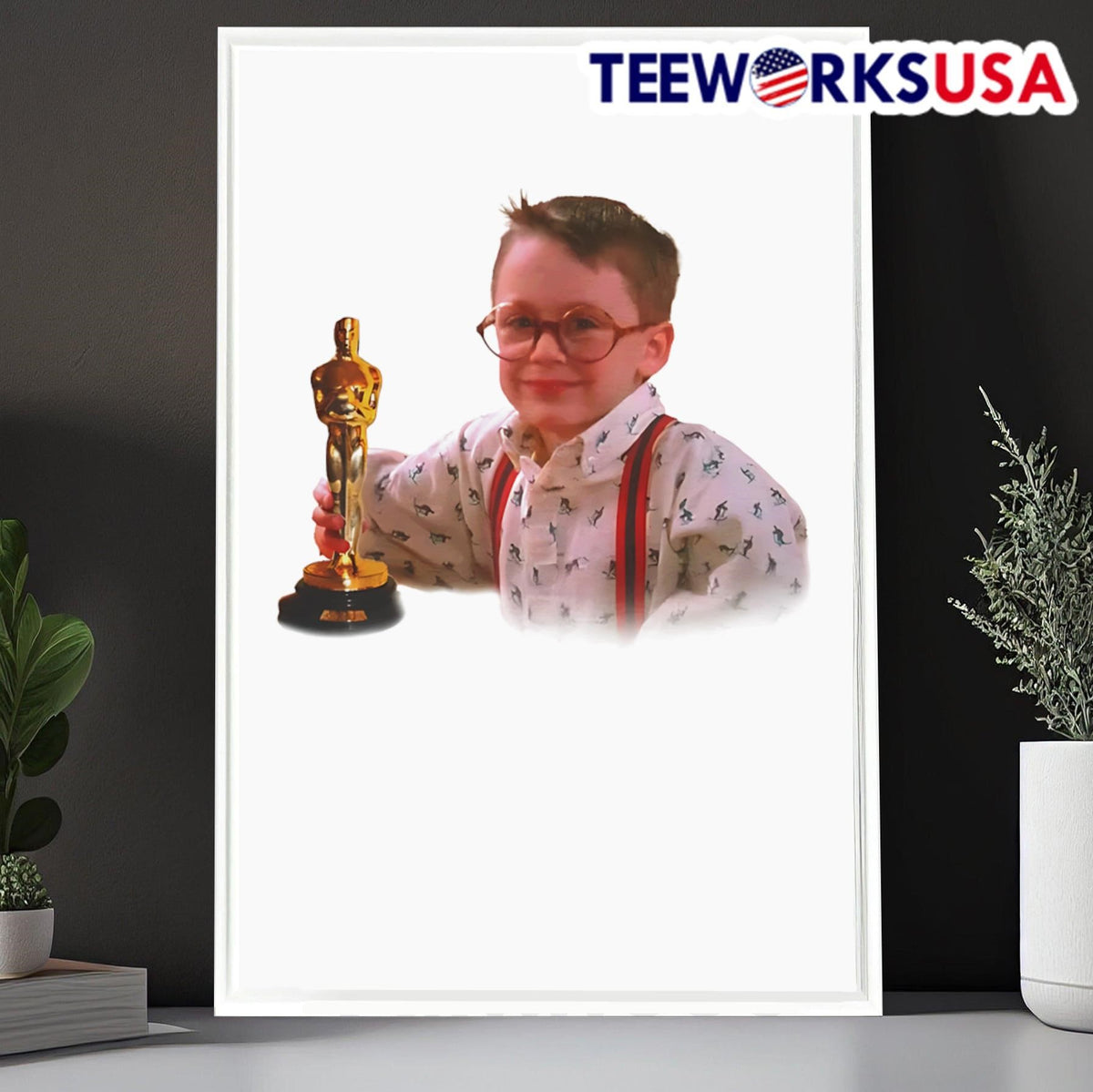 Young Kieran Culkin Oscar trophy - Adult & Kids T-Shirts, Sweatshirts & Hoodies apparel design preview 6